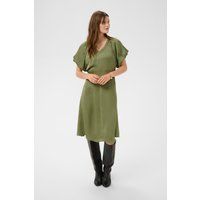 Strukturiertes Midi-Kleid mit V-Ausschnitt