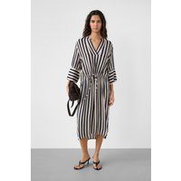 Gestreiftes Midikleid mit Kordelzug
