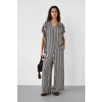 Gestreifte Loose-Fit V-Ausschnitt Bluse