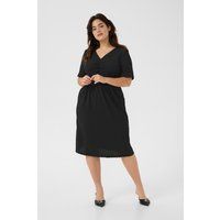 Strukturiertes Midikleid mit Brustraffung