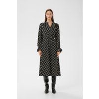 Gepunktetes Midikleid mit Gürtel