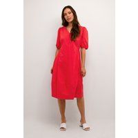 Midi-Kleid mit V-Ausschnitt und Puffärmeln