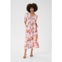 Midi-Kleid mit abstraktem Gittermuster