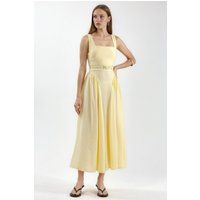 Midi-Kleid mit Karree-Ausschnitt und Gürtel