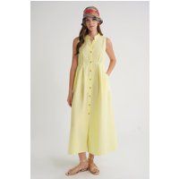 Ärmelloses Maxikleid mit Knopfleiste