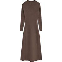 Rippstrick-Maxikleid mit Perkins-Kragen