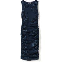 Strukturiertes 3D-Blumenkleid mit Raffungen