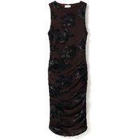 Kleid mit 3D-Blumen und Raffungen