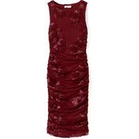 Drapiertes 3D-Blumen-Netzkleid