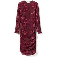 Langärmliges Raffkleid mit 3D-Blumen