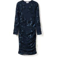 Kleid mit 3D-Blumenmuster und Raffungen
