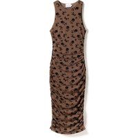 Ärmelloses Midi-Kleid mit Blumen-Raffung