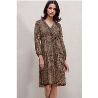 Gestuftes Animal-Print Wickel-Midi