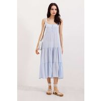 Gestuftes Midikleid mit Knopfleiste