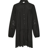 Hemdblusenkleid mit Lochstickerei und Volantsaum