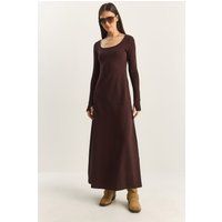 Strick-Maxikleid mit Rundhalsausschnitt