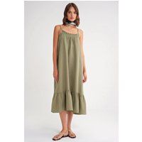Midi-Kleid aus Musselin mit Rüschen