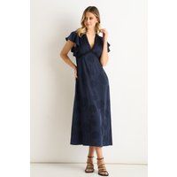 Satin-Jacquard Midikleid mit Blumenmuster