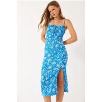Midi-Kleid mit Blumenmuster und Schlitz