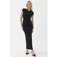 Elegantes drapiertes Maxikleid mit Schmuckdetail