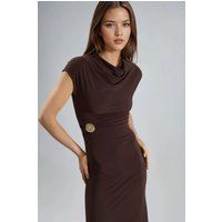 Elegantes Midi-Kleid mit Wasserfallausschnitt