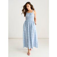 Gesmoktes Midikleid mit Blumenmuster
