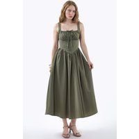 Midi-Kleid im Bustier-Stil mit Knöpfen