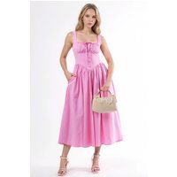 Midikleid mit Raffung und Bindedetail
