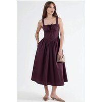 Midikleid mit Knöpfen und Schnürung