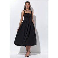Midikleid mit Karree-Ausschnitt und Knöpfen