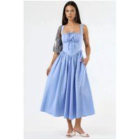 Midikleid mit Karree-Ausschnitt und Knöpfen