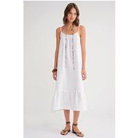 Musselin-Midikleid mit Rüschensaum
