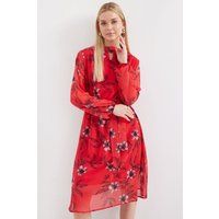 Florales Langarm-Midikleid aus Chiffon