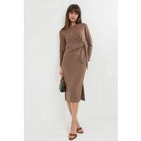 Langarm-Midikleid mit Knotendetail