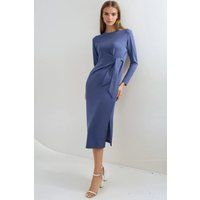Langarm-Midikleid mit Knotendetail