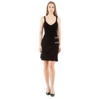 Ärmelloses Rippstrick-Minikleid mit Schnallen