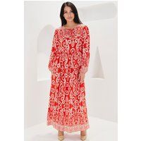 Gemustertes Bohemian-Maxikleid mit Bindung