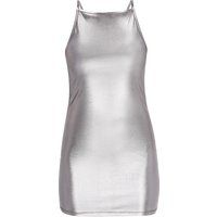 Hochgeschlossenes Metallic-Bodycon-Minikleid