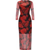 Mesh-Maxikleid mit Rosendruck