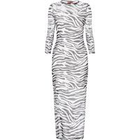 Maxikleid aus Mesh mit Zebramuster