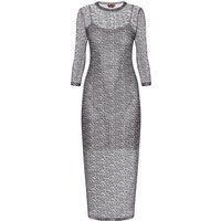 Leopard-Print Mesh-Maxikleid