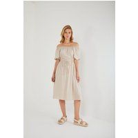 Schulterfreies Midi-Kleid mit Schnürung