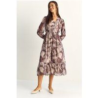 Fließendes Chiffon-Midikleid mit abstraktem Print