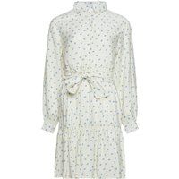 Hemdblusenkleid mit Streublumen und Bindegürtel