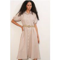 Midi-Hemdblusenkleid mit Punktemuster