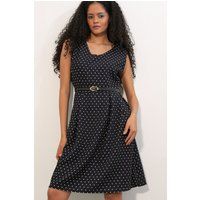 Gepunktetes Midi-A-Linien-Kleid