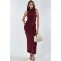 Ärmelloses Drapiertes Bodycon Maxikleid