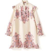 Mini-Kleid mit Paisleymuster und Rüschen