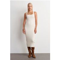 Rippstrick Halter-Midi-Kleid in Bodycon-Passform