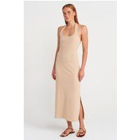 Rippstrick Midikleid mit Halterneck